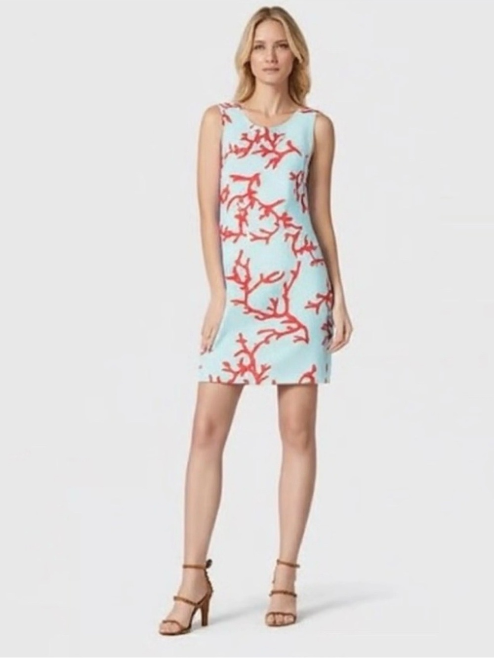 J.McLaughlin Coral Print Stretch Shift Dress M